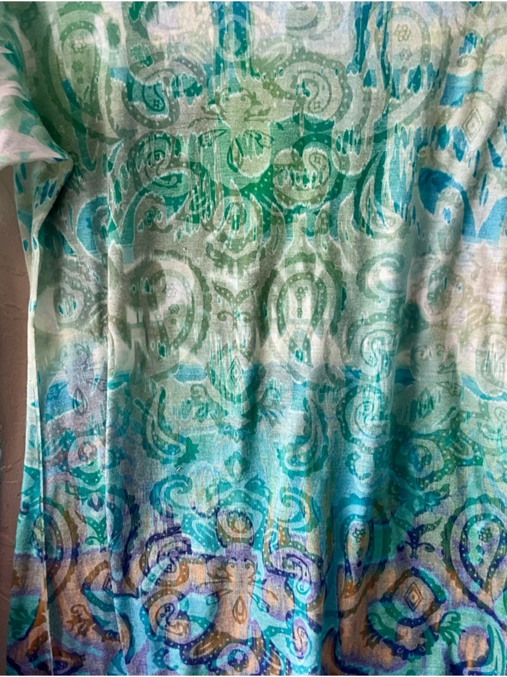 Laura Ashley Teal & Aqua Paisley Long Sleeve Tee - Picture 2 of 6